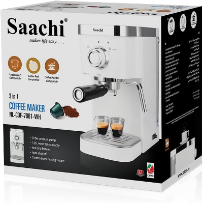 Picture of Saachi Capsule Coffee Machine NL-COF-7061-WH With 20 Bar Pressure Pump