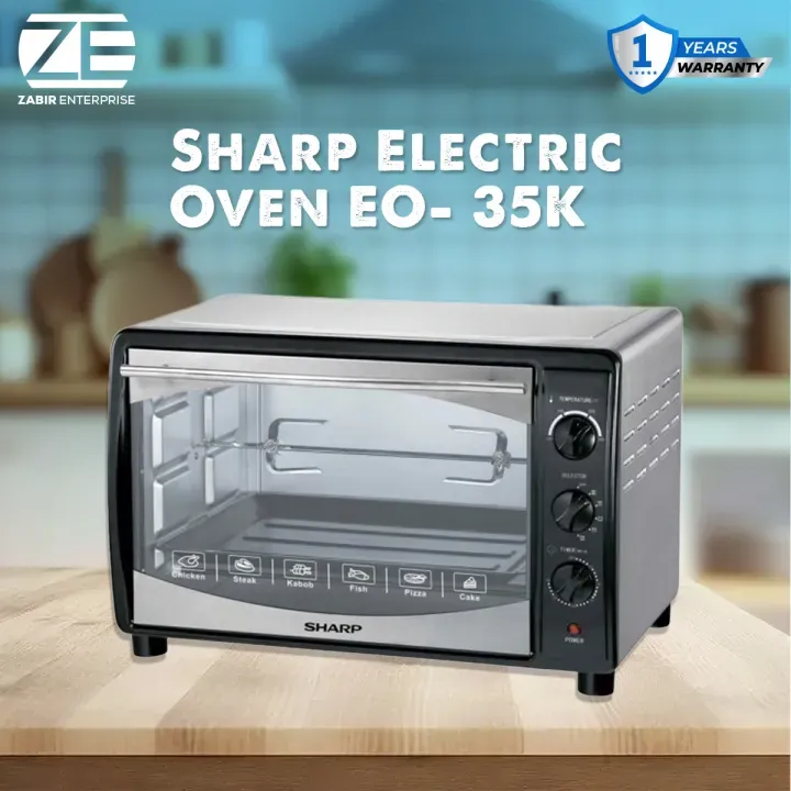Picture of SHARP EO-35K-3 ELECTRIC OVEN 35Liters-Black, Convection With Rotisserie Function.