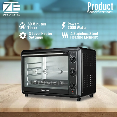 Picture of Sharp EO-60K-3 Electric Oven ( 60L, Black ) - Convection With Rotisserie.