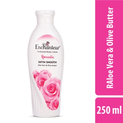 Picture of Malaysian product Enchanteur Perfume Body lotion Romantic Satin Smooth Aloe vera & Olive butter for used male /male 250 Ml