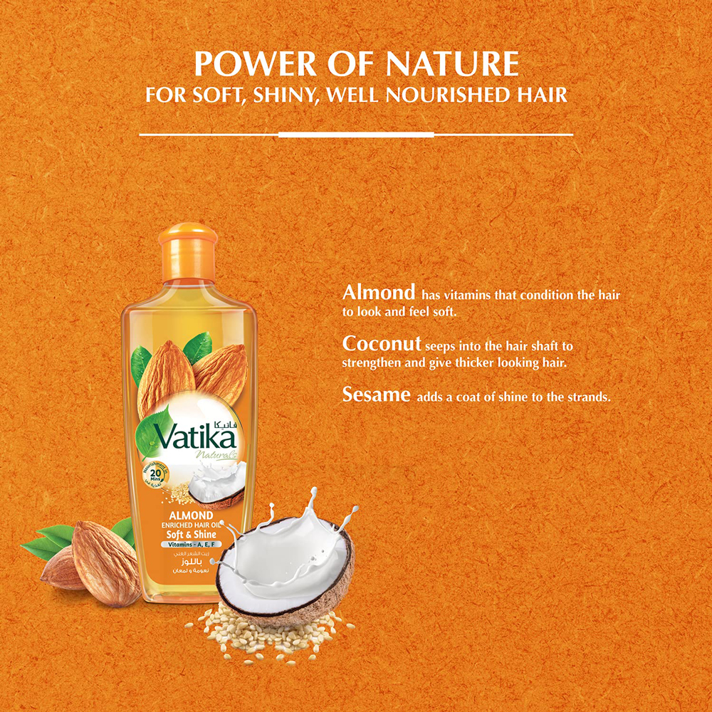 Picture of International UAE product Vatika Softness And Shine Naturals Almond Enriched Hair Oil With Coconut Sesame

(300ml)