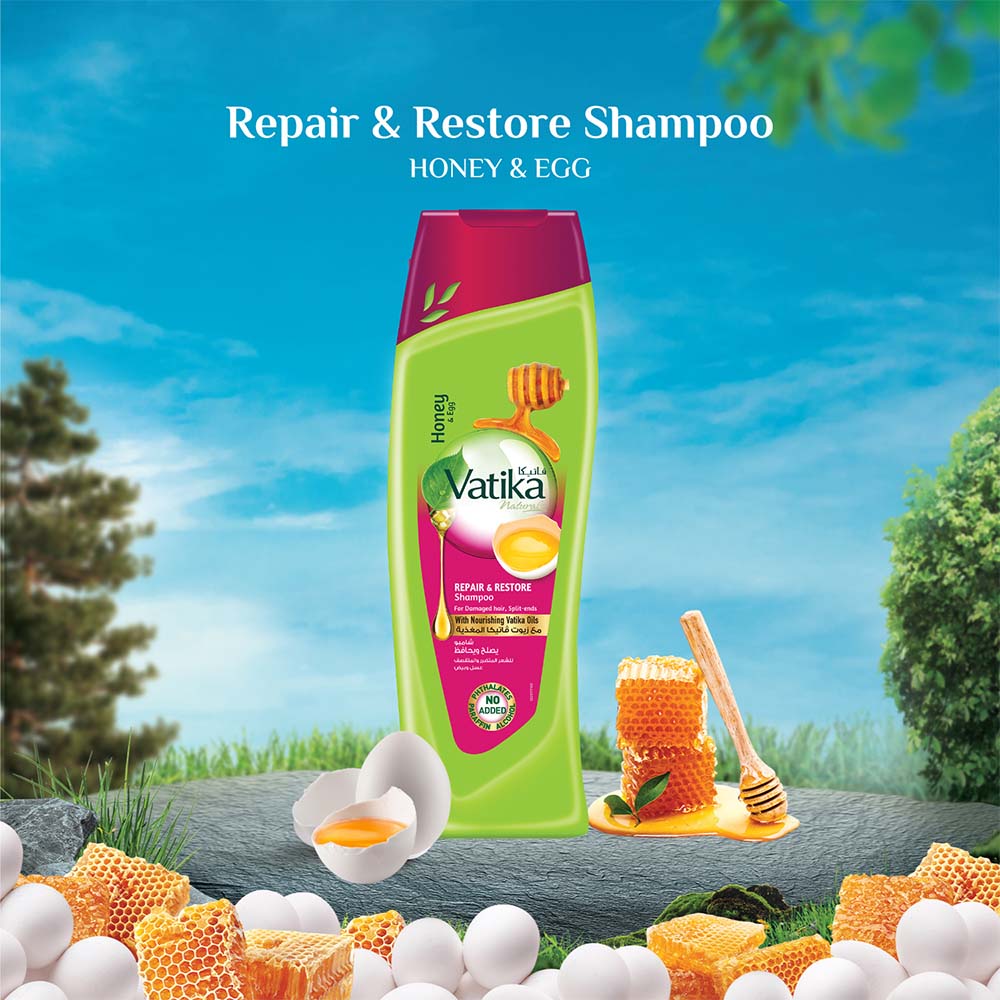 Picture of International UAE product Vatika Naturals Repair And Restore Shampoo with Honey and Egg

-400ml