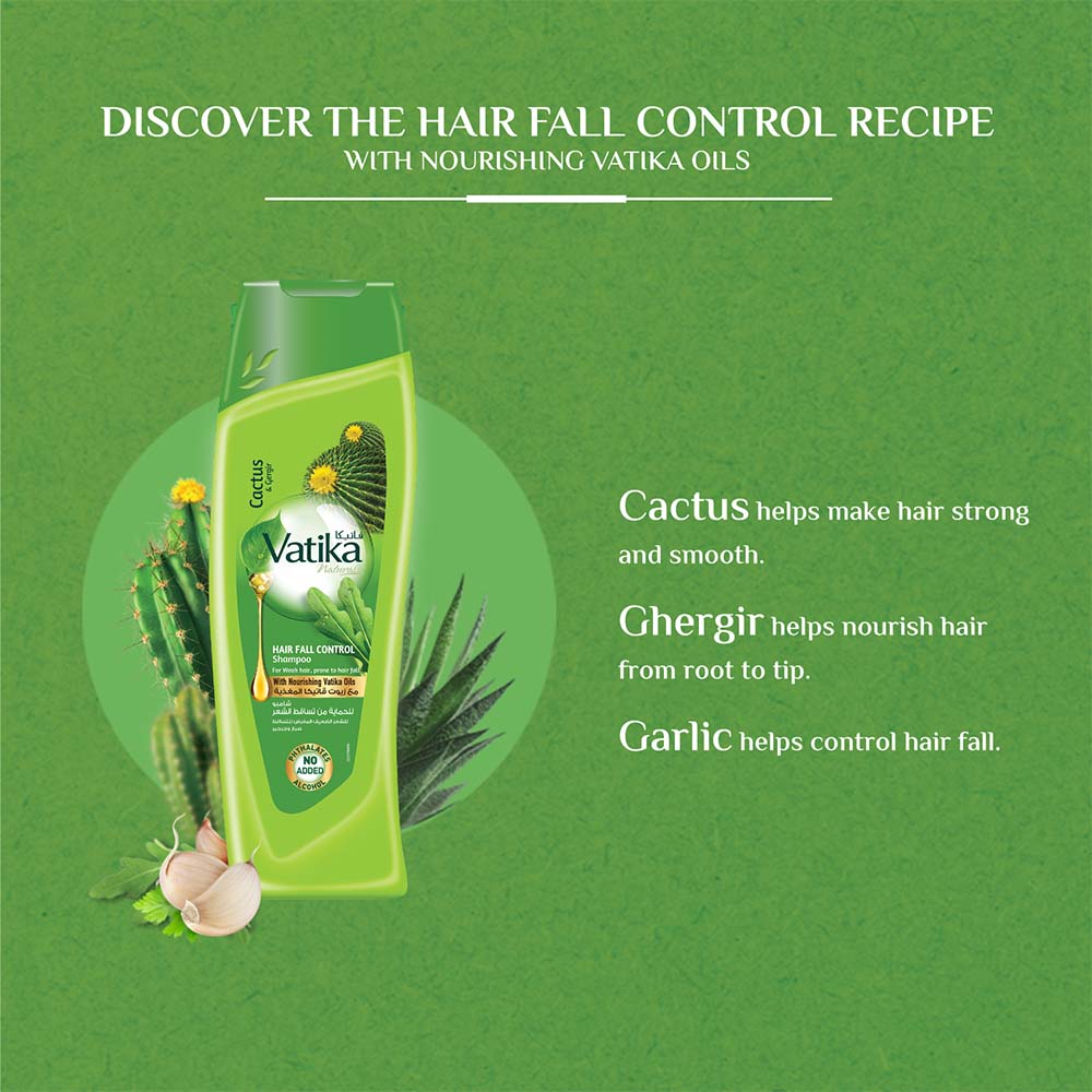 Picture of Vatika Naturals Hair Fall Control Shampoo - Cactus & Gergir-400ml
