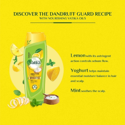 Picture of International UAE product Vatika Naturals Dandruff Guard Shampoo
with Lemon and Youghurt -400ml