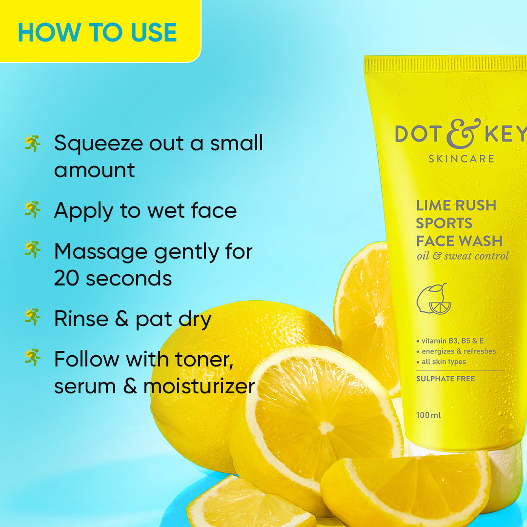 Picture of Dot &Key skin care lime rush Sports Face wash  iol control Sweat control 100ml (India)