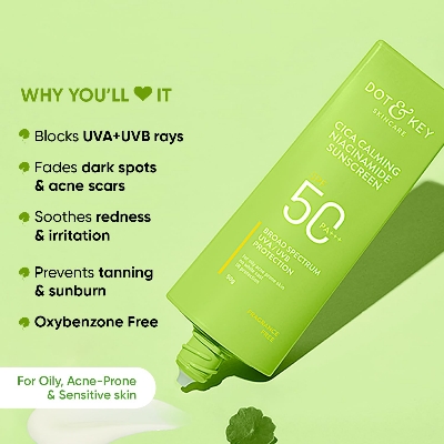 Picture of Dot &Key Cica Claiming Mattifying sunscreen SPF50+ PA+++ 80 gm