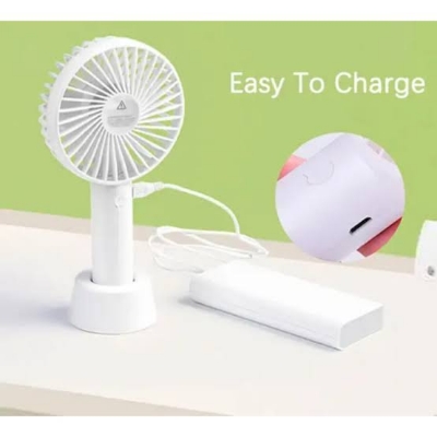 Picture of Rechargeable Mini Portable Hand Fan, Table Fan Personal Small Desk Fan with Base, Cute Design 3 Speed Dual Motors Lightweight Handheld