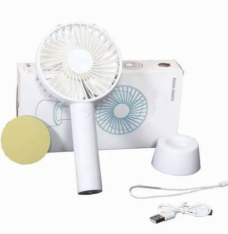 Picture of Mini USB Handheld Fan Portable Rechargeable Battery Operated Cooling Desktop with Base 3 Modes for Home Office Travel Outdoor