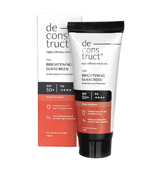 Picture of Deconstruct Brightening & Glow Sunscreen SPF 50+ And PA++++ | Dewy Sunscreen | For Dry Skin | Water Resistant, No White Cast, Quick Absorbing | For Women and Men | 50gm