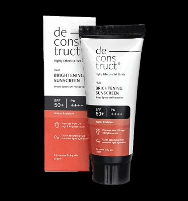 Picture of Deconstruct Brightening & Glow Sunscreen SPF 50+ And PA++++ | Dewy Sunscreen | For Dry Skin | Water Resistant, No White Cast, Quick Absorbing | For Women and Men | 50gm