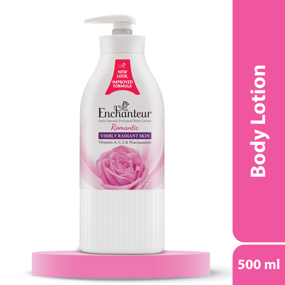 Picture of International Uk Product Enchanteur Perfume body Lotion Romantic Satin smooth Aloe Vera & Olive Butter For used Male/female 500 Ml