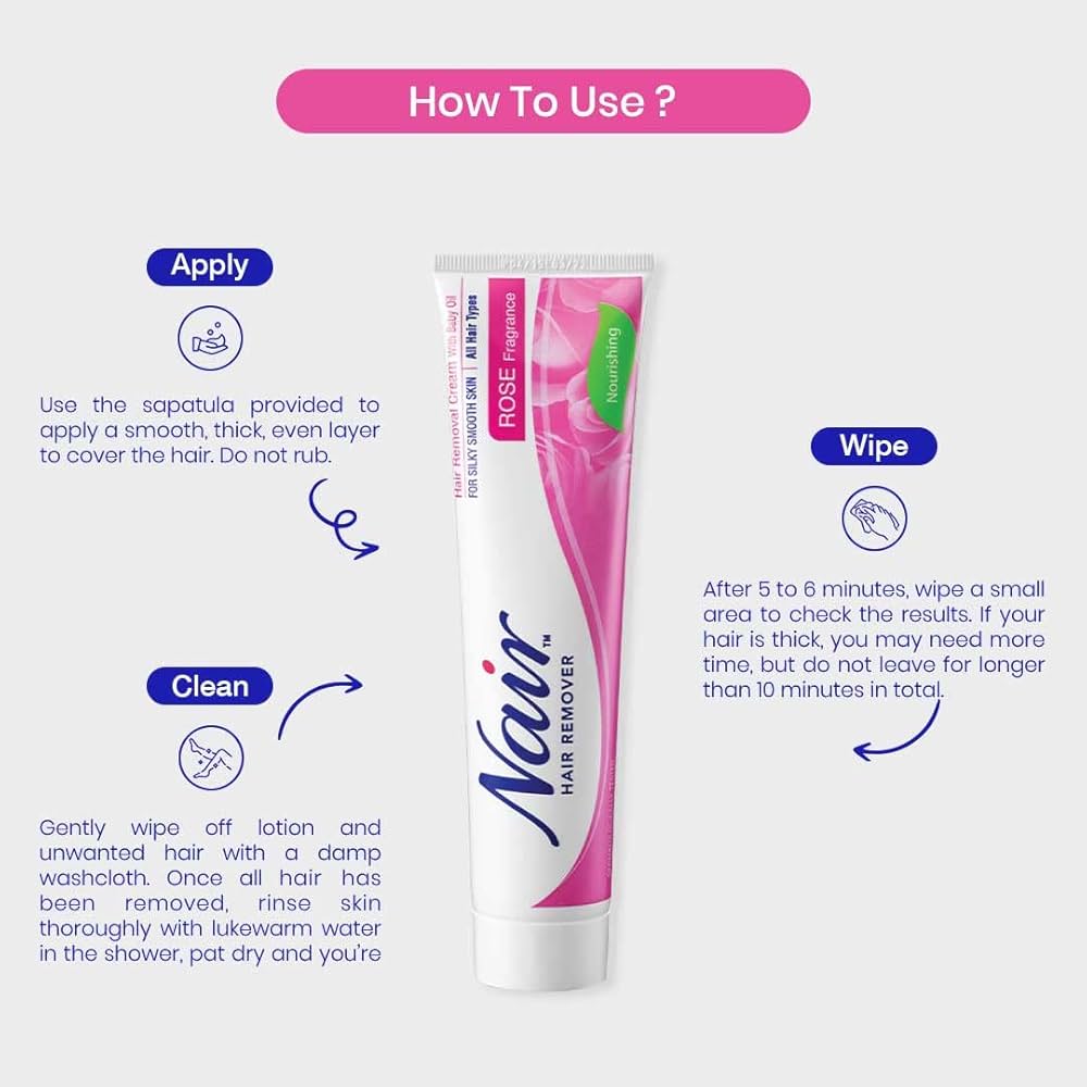 Picture of International Uk product Nair Hair Remover Rose Fragrance Used For female 110 Ml