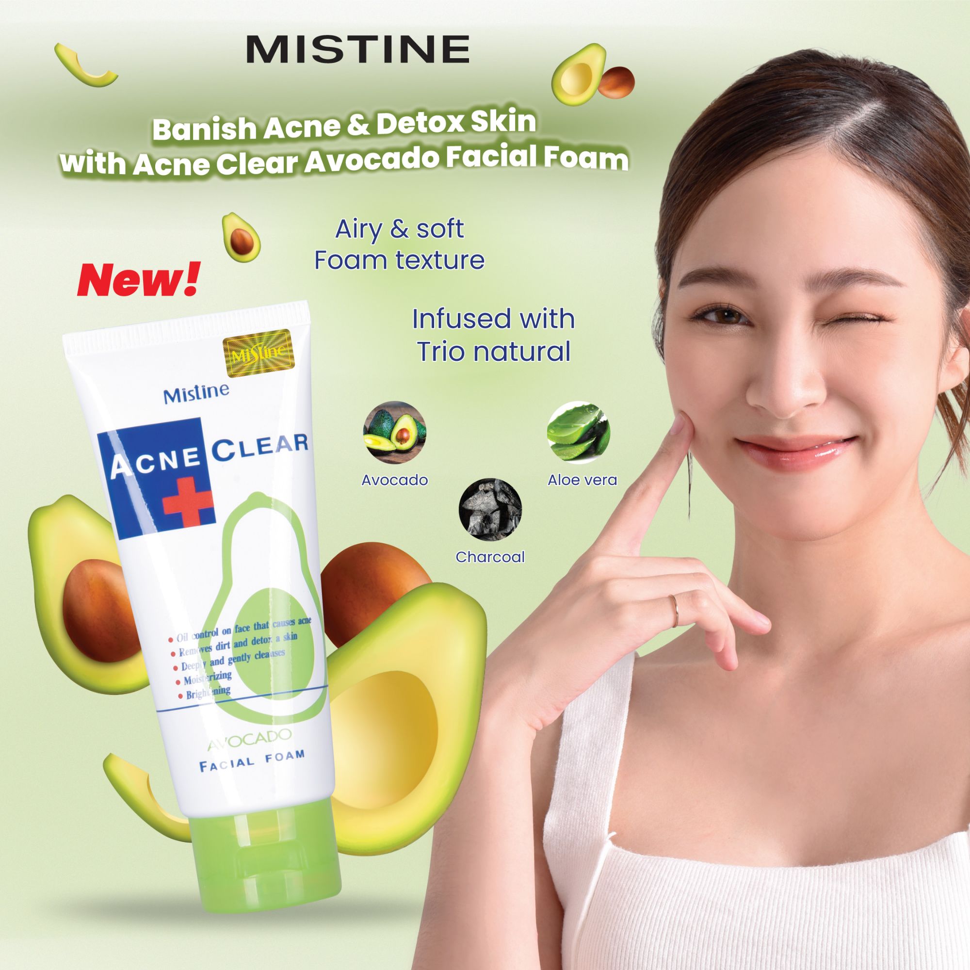 Picture of Mistine Acne Clear Avocado Facial Foam (Made in Thailand) 85g