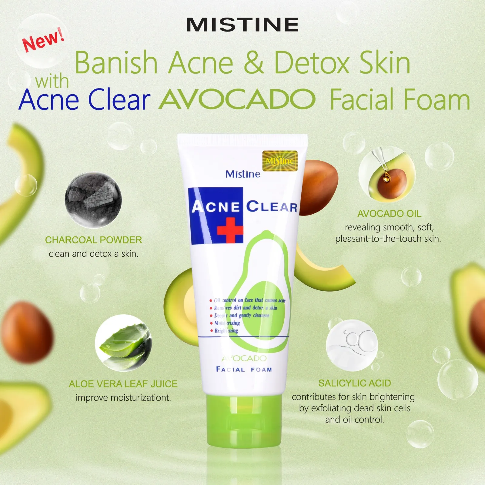Picture of Mistine Acne Clear Avocado Facial Foam (Made in Thailand) 85g