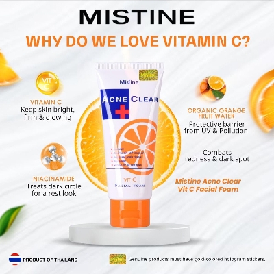 Picture of Mistine Acne Clear Vitamin C Facial Foam Face Wash - 85Gm (Made In Thailand) - Face Wash