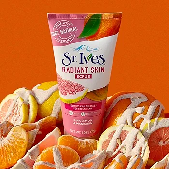 Picture of Face Scrubs - St. Ives Radiant Skin Face Scrub For Dull Skin Pink Lemon and Mandarin Orange With 100 percent Natural Exfoliates - 170ml