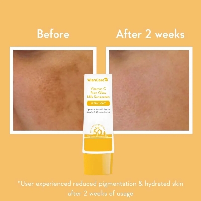 Picture of WishCare Vitamin C Pure Glow Milk Sunscreen SPF 50 PA++++ for Glowing Skin