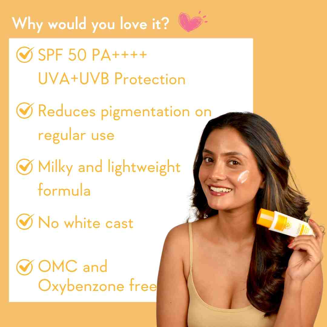 Picture of WishCare Vitamin C Pure Glow Milk Sunscreen SPF 50 PA++++ for Glowing Skin