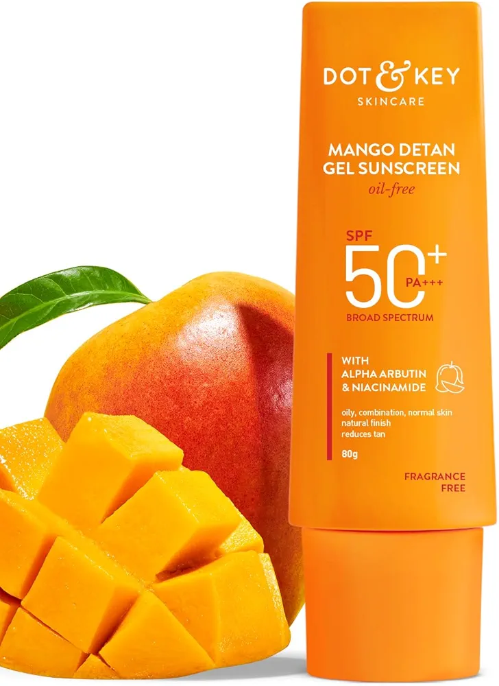 Picture of Dot & Key Mango Detan Gel Sunscreen SPF 50+ PA+++ 80g | Oil-Free, With Alpha-Arbutin & Niacinamide