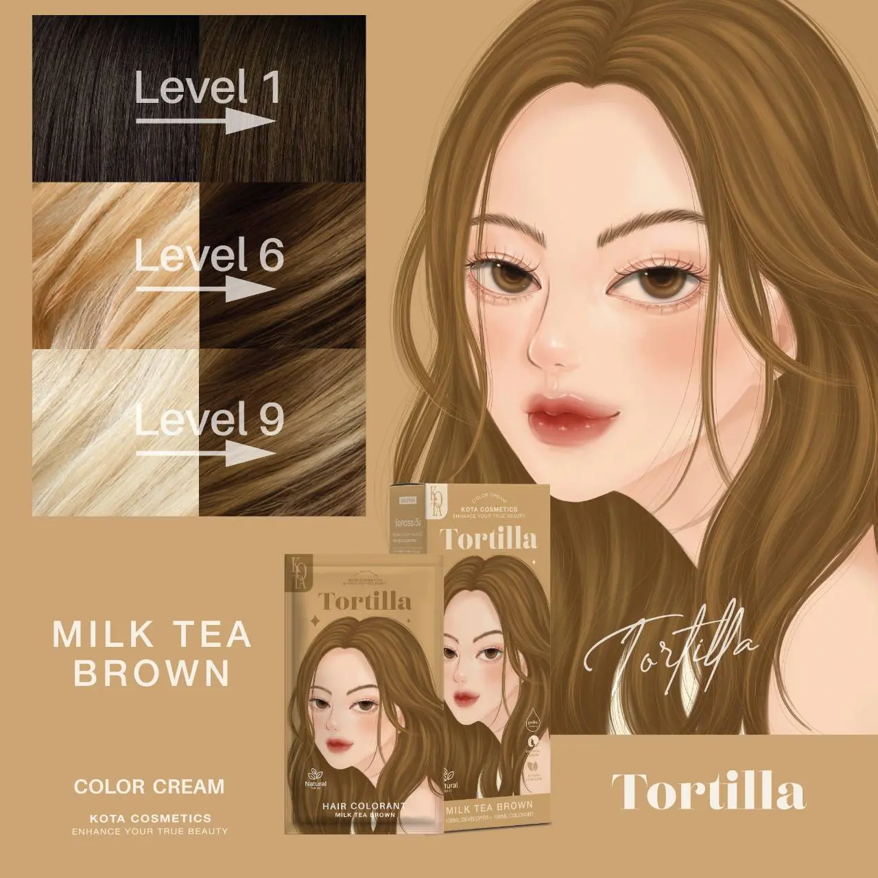 Picture of Kota Color Cream Hair Color (MILK TEA BROWN)