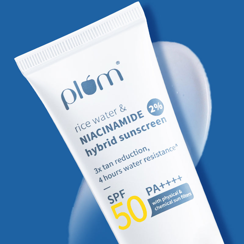Picture of Plum 2% Niacinamide & Rice Water Hybrid Face Sunscreen With SPF 50 PA+++ 50g