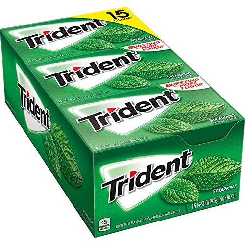 Picture of Cos7 Trident Spearmint Long Lasting Flavor Sugarfree Chewing Gum 15 Packs, 14Sticks