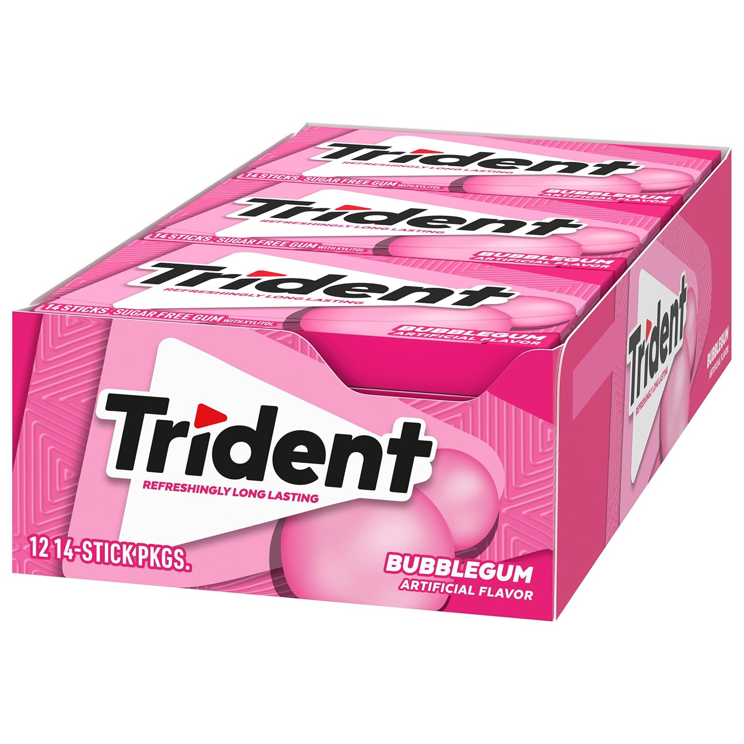Picture of Trident Bubblegum Sugar-Free Chewing Gum, 12 Packs of 14 Pieces (168 Total Pieces)