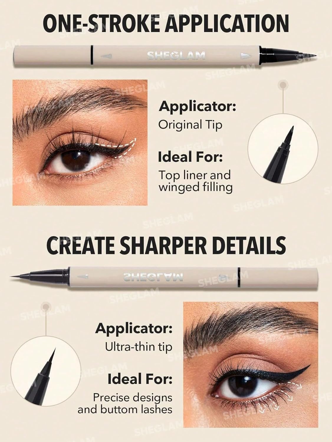 Picture of SHEGLAM Multi-Tasker Line & Detail Eyeliner Pen-Black 2 In 1 Waterproof Double Head Liquid Eyeliner Pencil