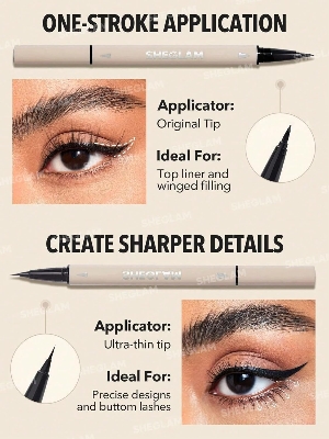 Picture of SHEGLAM Multi-Tasker Line & Detail Eyeliner Pen-Black 2 In 1 Waterproof Double Head Liquid Eyeliner Pencil