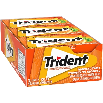 Picture of Trident Sugar Free Tropical Twist Gum Superpak, 12 Pack (14 Pieces Each) {Imported from Canada}