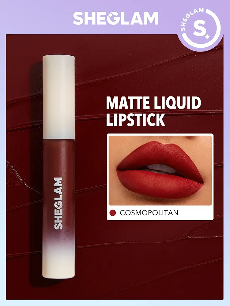 Picture of SHEGLAM Matte Allure Liquid Lipstick Long Lasting High Pigment Lipstick Nourishing Sunflower Oil Reduce Lip Care-Cosmopolitan