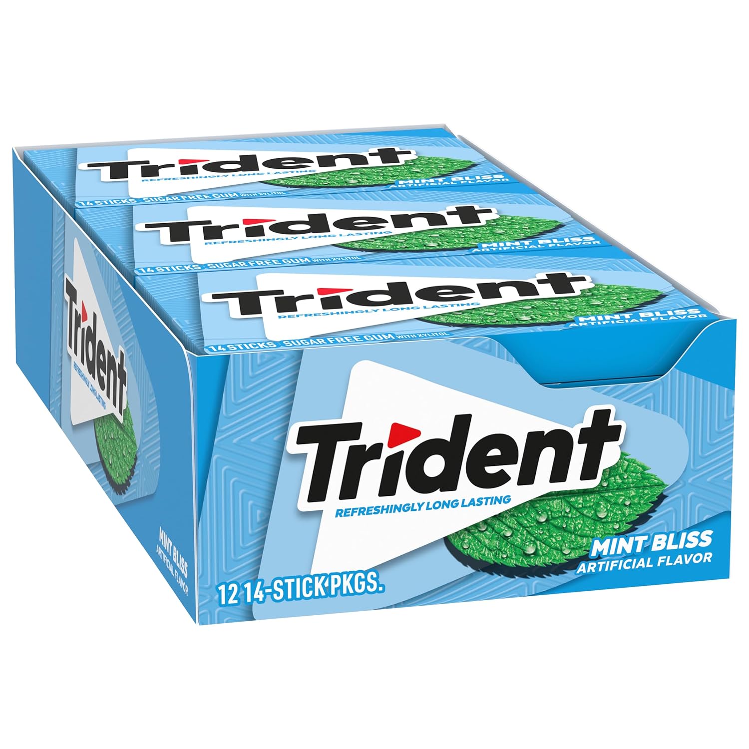 Picture of Trident Mint Bliss Sugar-Free Chewing Gum, 12 Packs of 14 Pieces (168 Total Pieces)