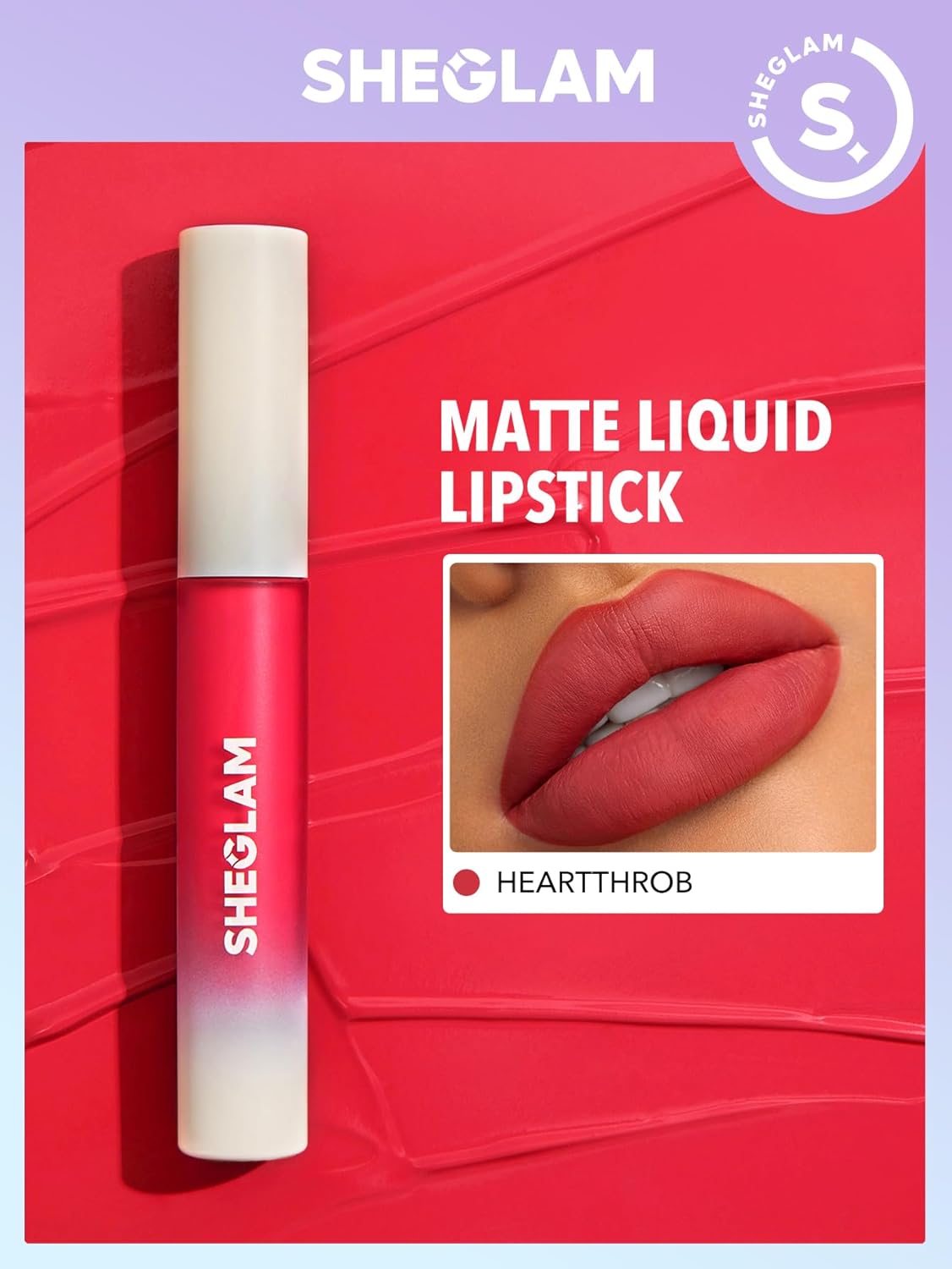 Picture of SHEGLAM Matte Allure Liquid Lipstick Long Lasting High Pigment Lipstick Nourishing Sunflower Oil Reduce Lip Care-Heartthrob