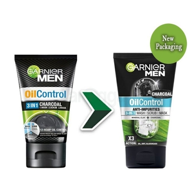 Picture of Garnier Men Anti Impurities Oil Control 3 in 1 Facewash, Scrub and Mask with Mineral Clay and Charcoal 100ml