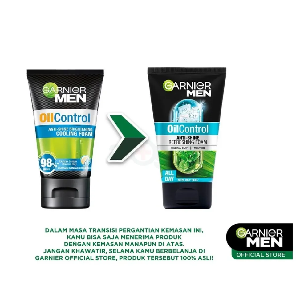 Picture of Garnier Men Oil Control Anti Shine All Day Refreshing Foam with Mineral Clay and Menthol 100ml