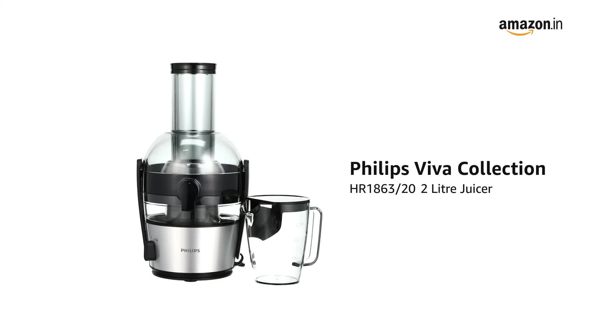 Picture of Philips Viva Collection HR1863/20 2-Litre Juicer (Black/Silver)