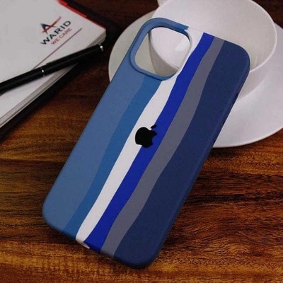 Picture of Rainbow Case For iPhone 14 Pro Luxury Soft Colorful Silicone Shockproof Camera Bumper Protective Trendy Stylish Silicon Back Cover