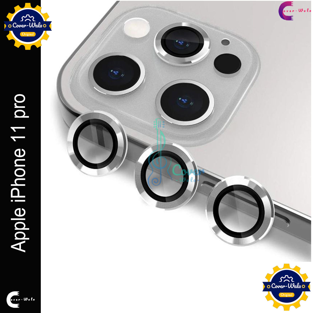 Picture of For Apple iPhone 11 Pro Camera Protector WSKEN Metal Ring Tempered Glass Camera Lens Protector