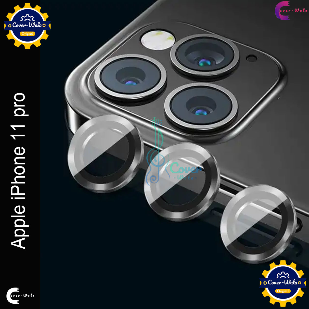 Picture of For Apple iPhone 11 Pro Camera Protector WSKEN Metal Ring Tempered Glass Camera Lens Protector