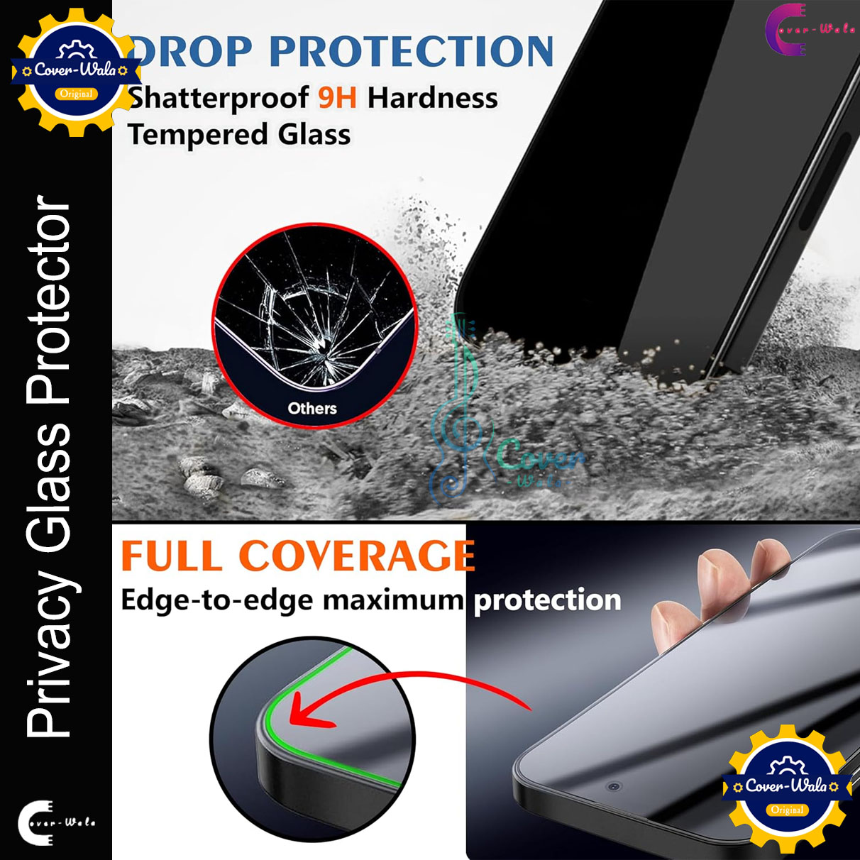 Picture of Privacy Tempered Glass for iPhone 15 Pro Max | Screen Protector Full HD Quality Tempered Glass Anti-Scratch Edge to Edge Coverage (Black)
