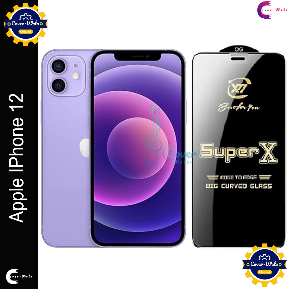 Picture of Tele Shield Premium Edge to Edge Super X Tempered Glass Screen Protector for Apple IPhone 12 - Pack of 1 (Black)