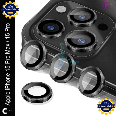 Picture of For Apple iPhone 15 Pro Max / Apple iPhone 15 Pro Camera Protector WSKEN Metal Ring Tempered Glass Camera Lens Protector