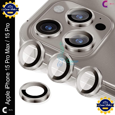 Picture of For Apple iPhone 15 Pro Max / Apple iPhone 15 Pro Camera Protector WSKEN Metal Ring Tempered Glass Camera Lens Protector
