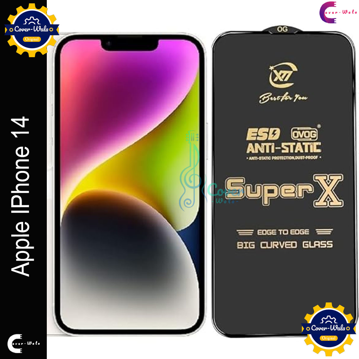 Picture of Tele Shield Premium Edge to Edge Super X Tempered Glass Screen Protector for Apple IPhone 14 - Pack of 1 (Black)