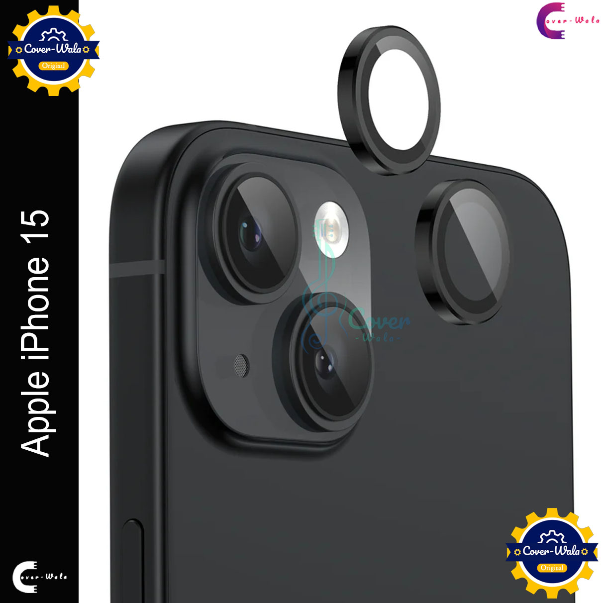 Picture of For Apple iPhone 15 Camera Protector WSKEN Metal Ring Tempered Glass Camera Lens Protector