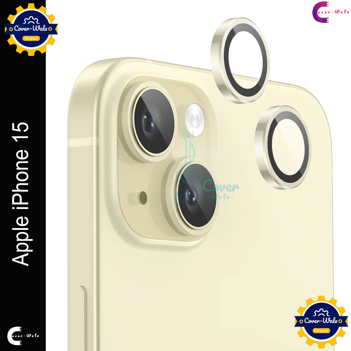 Picture of For Apple iPhone 15 Camera Protector WSKEN Metal Ring Tempered Glass Camera Lens Protector