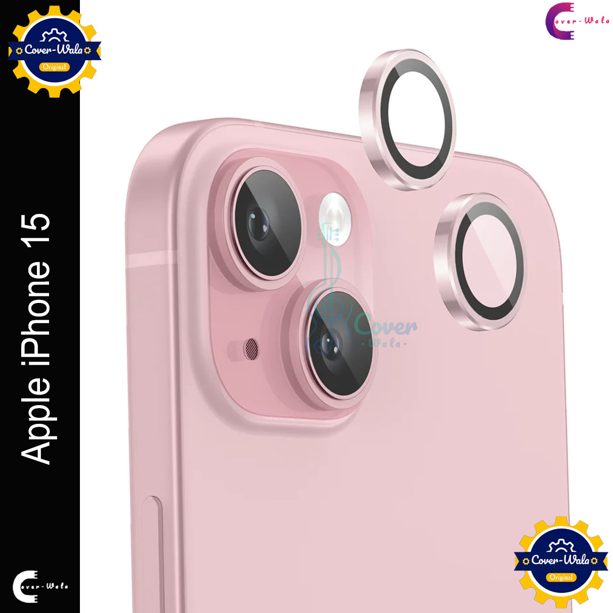 Picture of For Apple iPhone 15 Camera Protector WSKEN Metal Ring Tempered Glass Camera Lens Protector