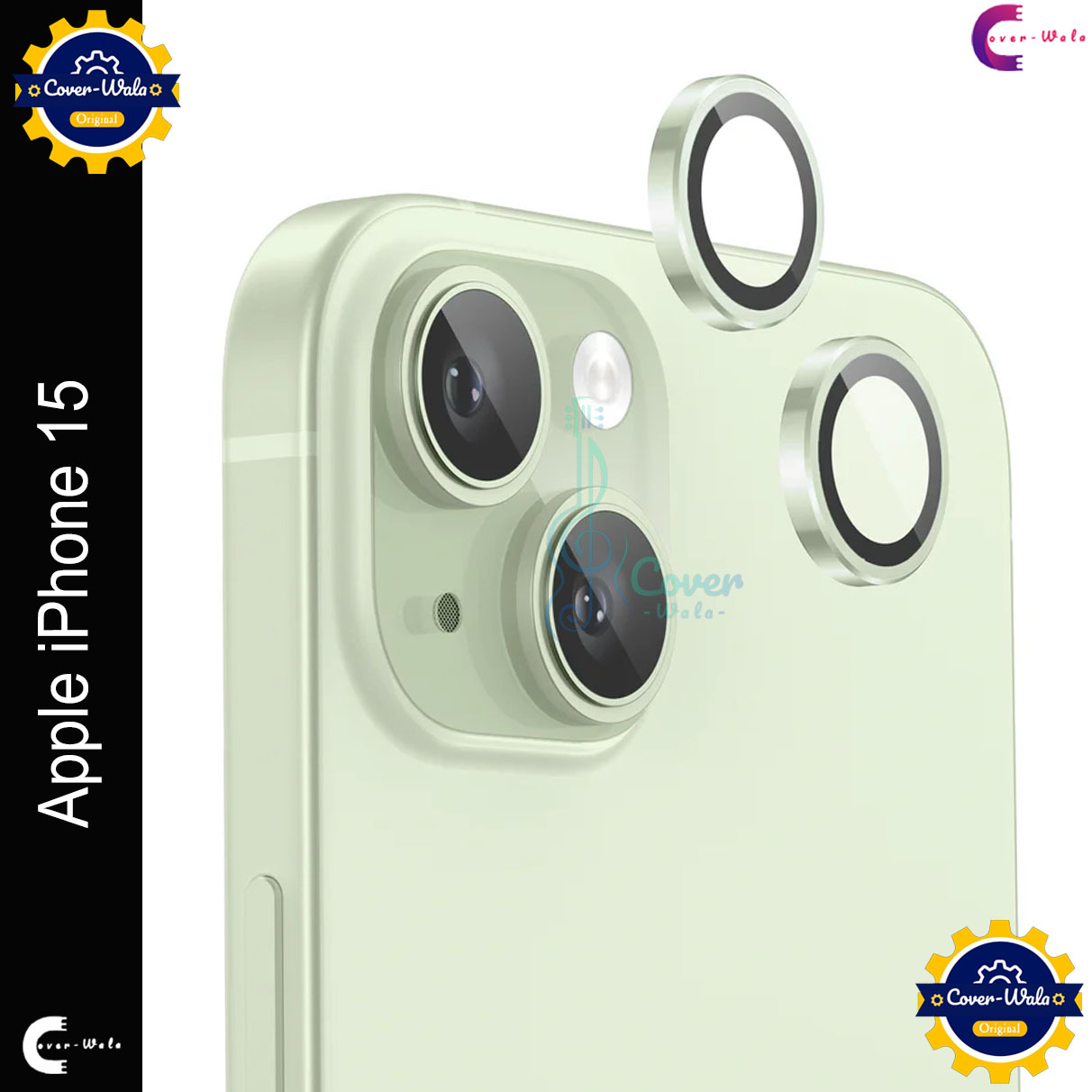 Picture of For Apple iPhone 15 Camera Protector WSKEN Metal Ring Tempered Glass Camera Lens Protector