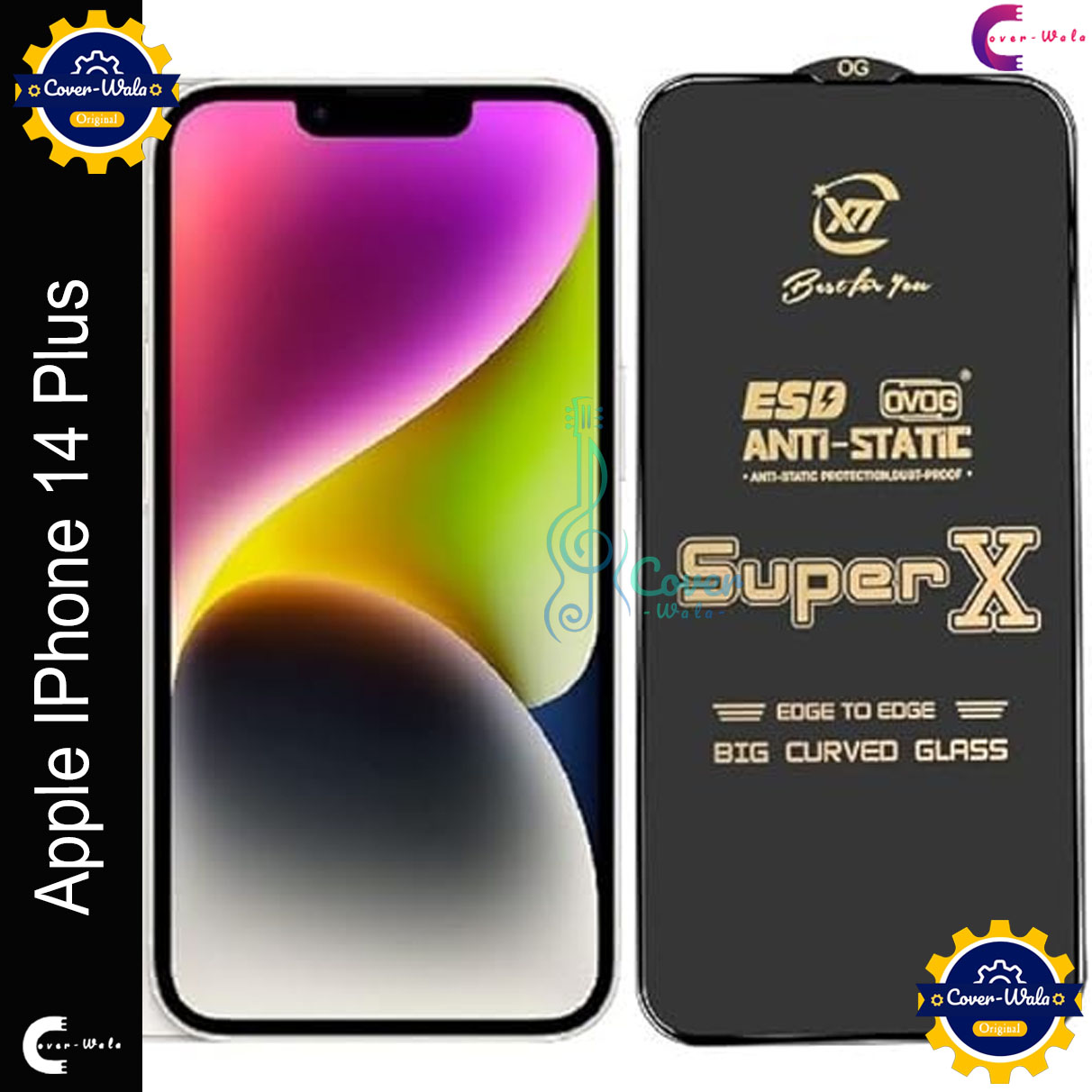 Picture of Tele Shield Premium Edge to Edge Super X Tempered Glass Screen Protector for Apple iPhone 14 Plus - Pack of 1 (Black)