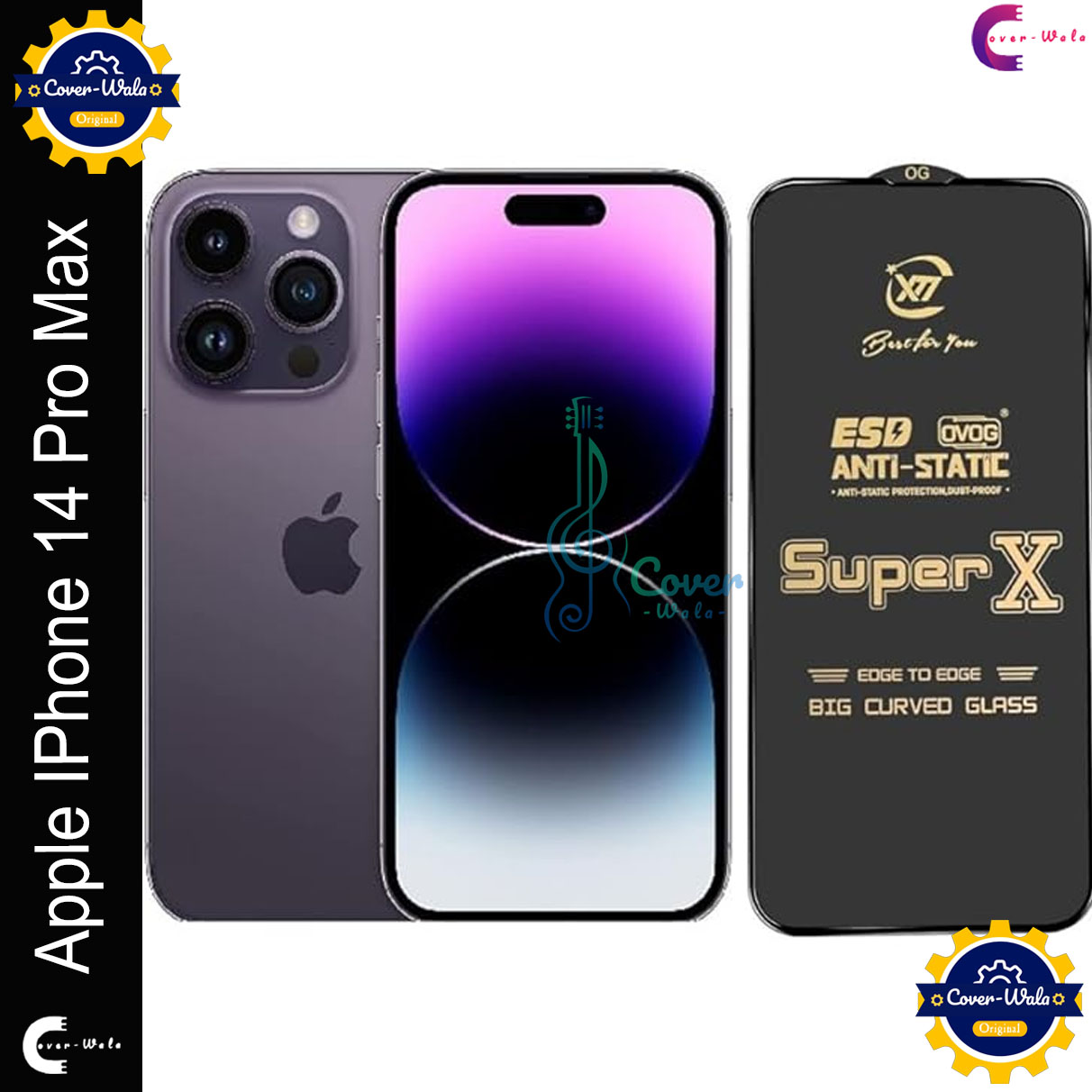 Picture of Tele Shield Premium Edge to Edge Super X Tempered Glass Screen Protector for Apple iPhone 14 Pro Max - Pack of 1 (Black)